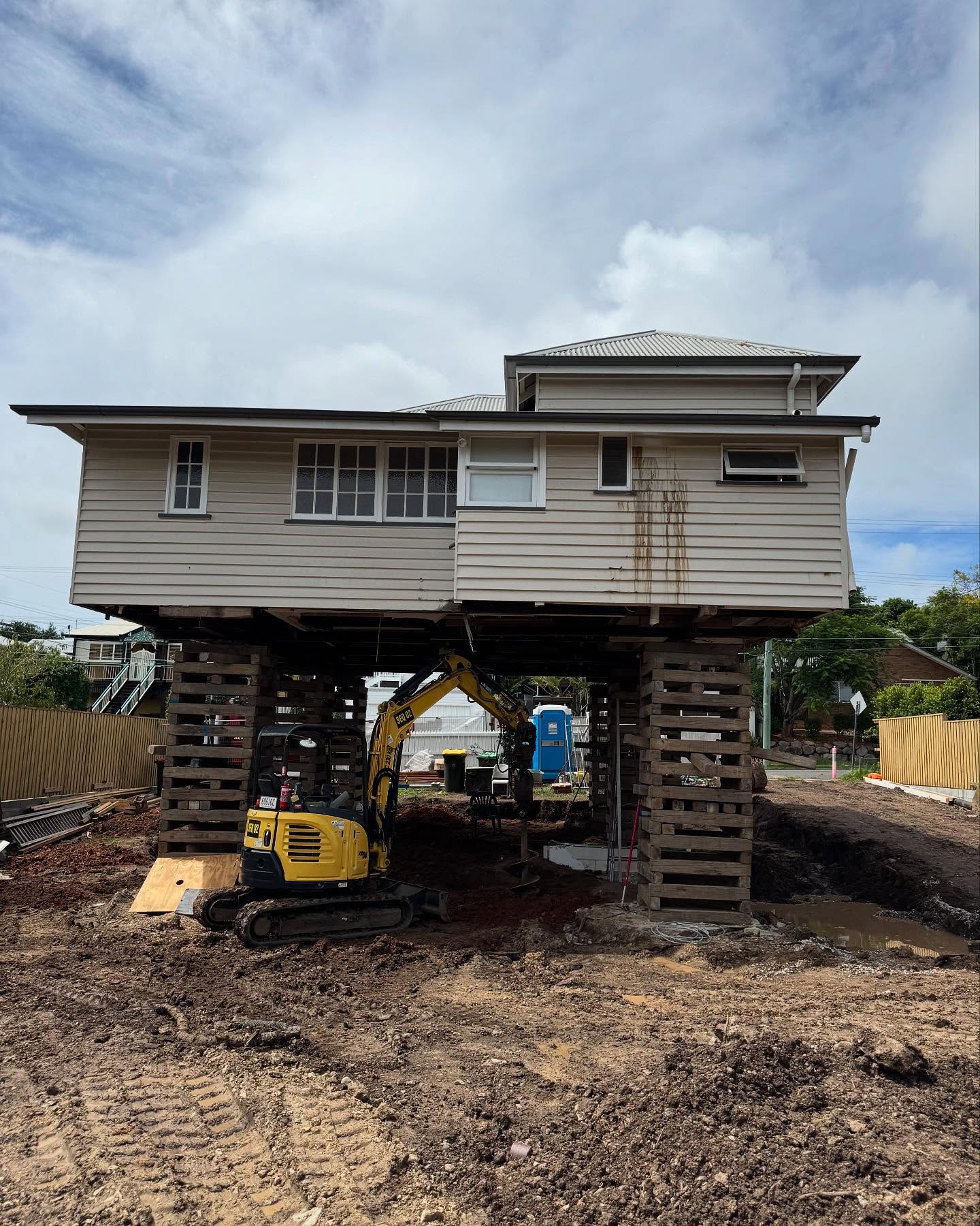 Excavation under raised house